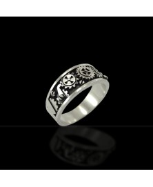gears carved ring sterling silver