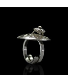 Moon ufo ring sterling silver