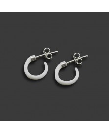 Horn earrings, bone and sterling silver