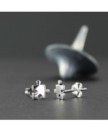 jigsaw puzzle piece earrings sterling silver