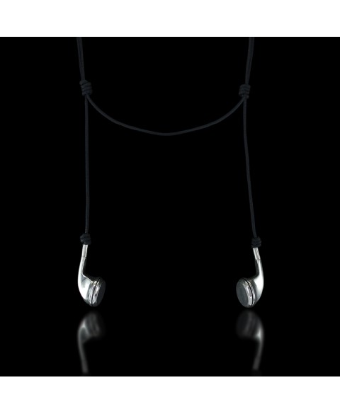 Earbuds necklace sterling silver
