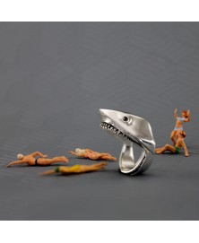 Shark jaws ring sterling silver