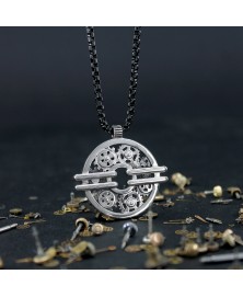gear machinery necklace sterling silver