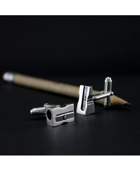 Pencil sharpener cufflinks sterling silver