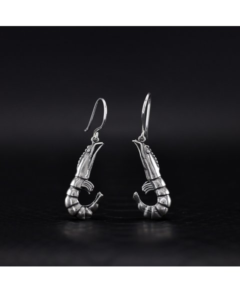 prawn earrings surreal jewelry sterling silver