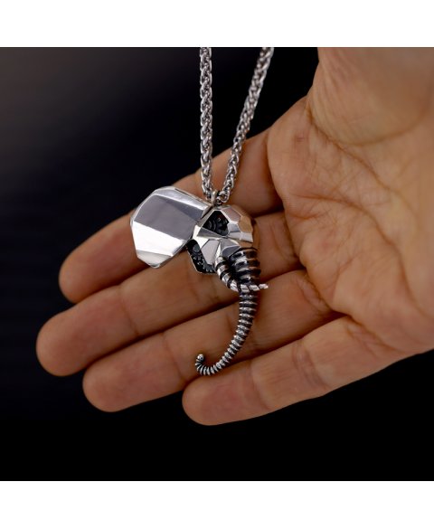 Sterling silver steampunk elephant necklace