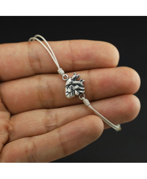 Anatomical heart bracelet sterling silver