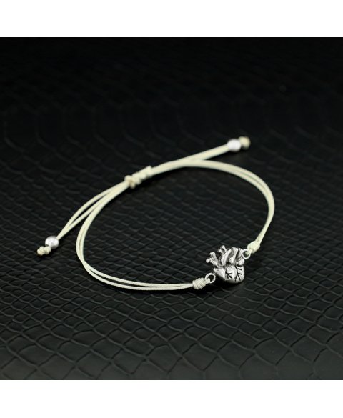 Anatomical heart bracelet sterling silver