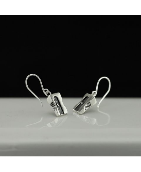 Pencil sharpener earrings sterling silver