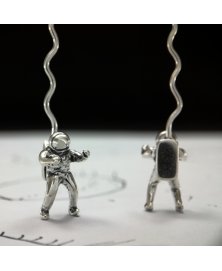 pendientes astronauta plata de ley