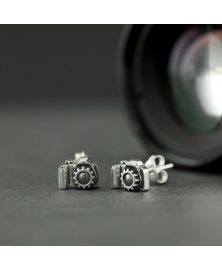 Photo camera earrings sterling silver