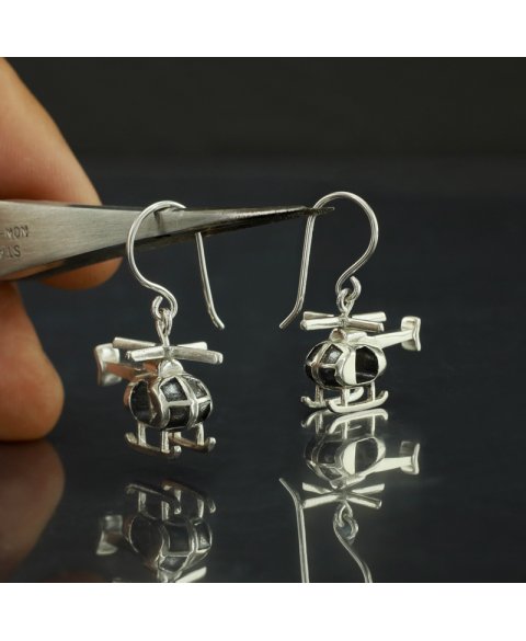 Helicopter earrings sterling silver