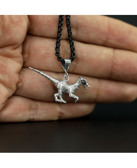 Sterling silver velociraptor pendant