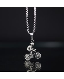 cyclist necklace sterling silver