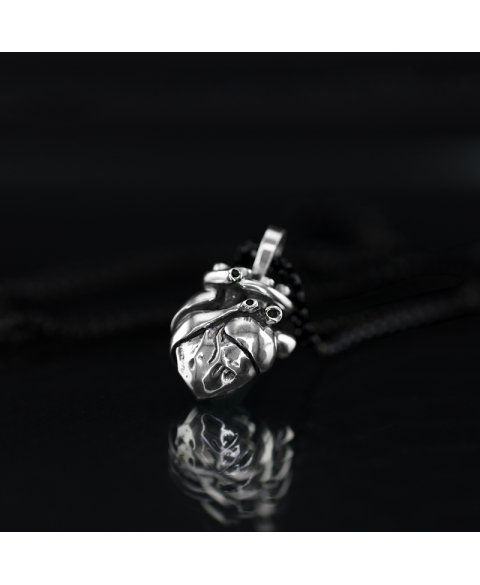 Anatomical heart sterling silver