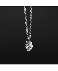 Anatomical human heart pendant sterling silver