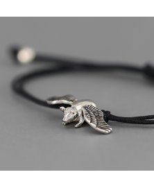 Flying pig bracelet sterling silver