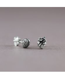 Anatomical brain heart earrings sterling silver