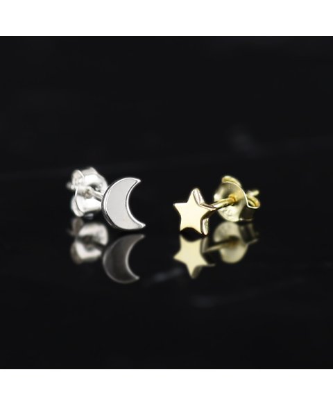Sterling silver star and moon earrings