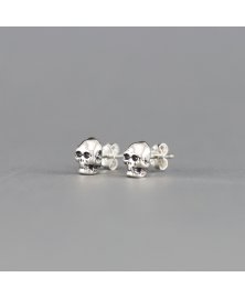 Skull earrings stud sterling silver
