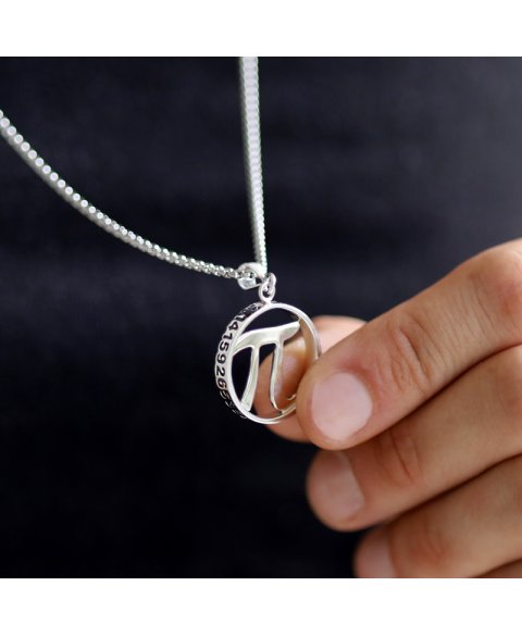 Pi symbol 3 14 pendant sterling silver