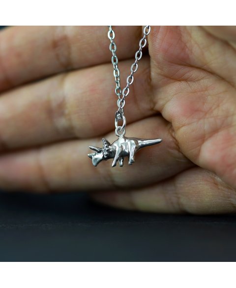 Sterling silver triceratops pendant